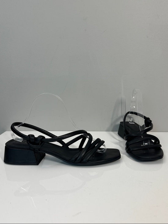 Ecco Shoes - Ecco Elevate Black Leather Slip On Block Heel Square Toe Strappy Sandals 41(10)